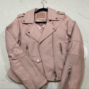 BLANKNYC pink faux leather biker jacket